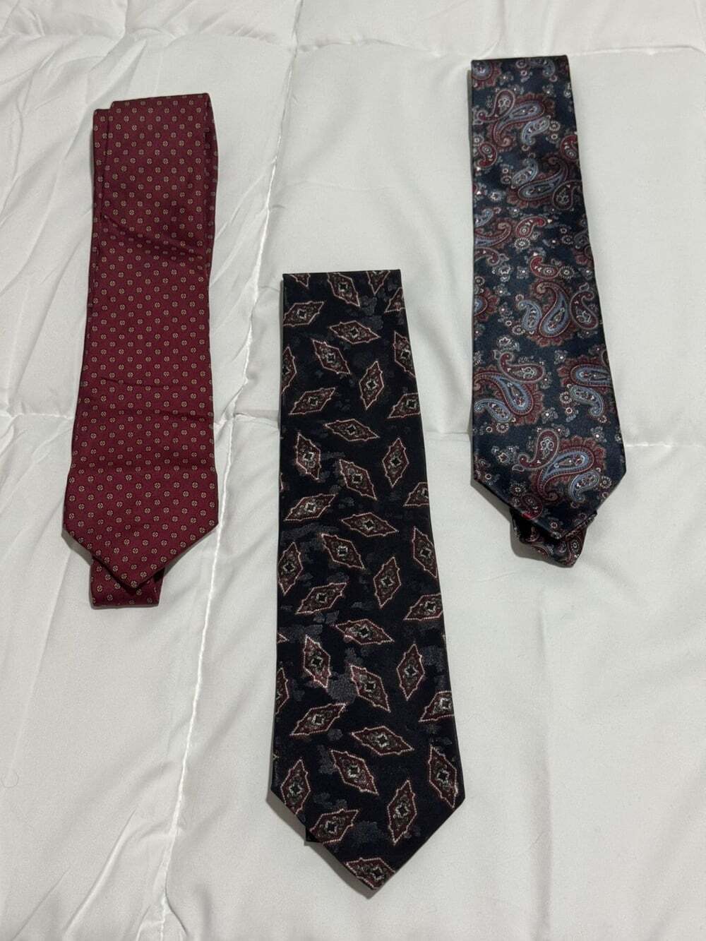 Vintage Christian Dior Silk Necktie Bundle (3) — Foulard, Medallion & Paisley